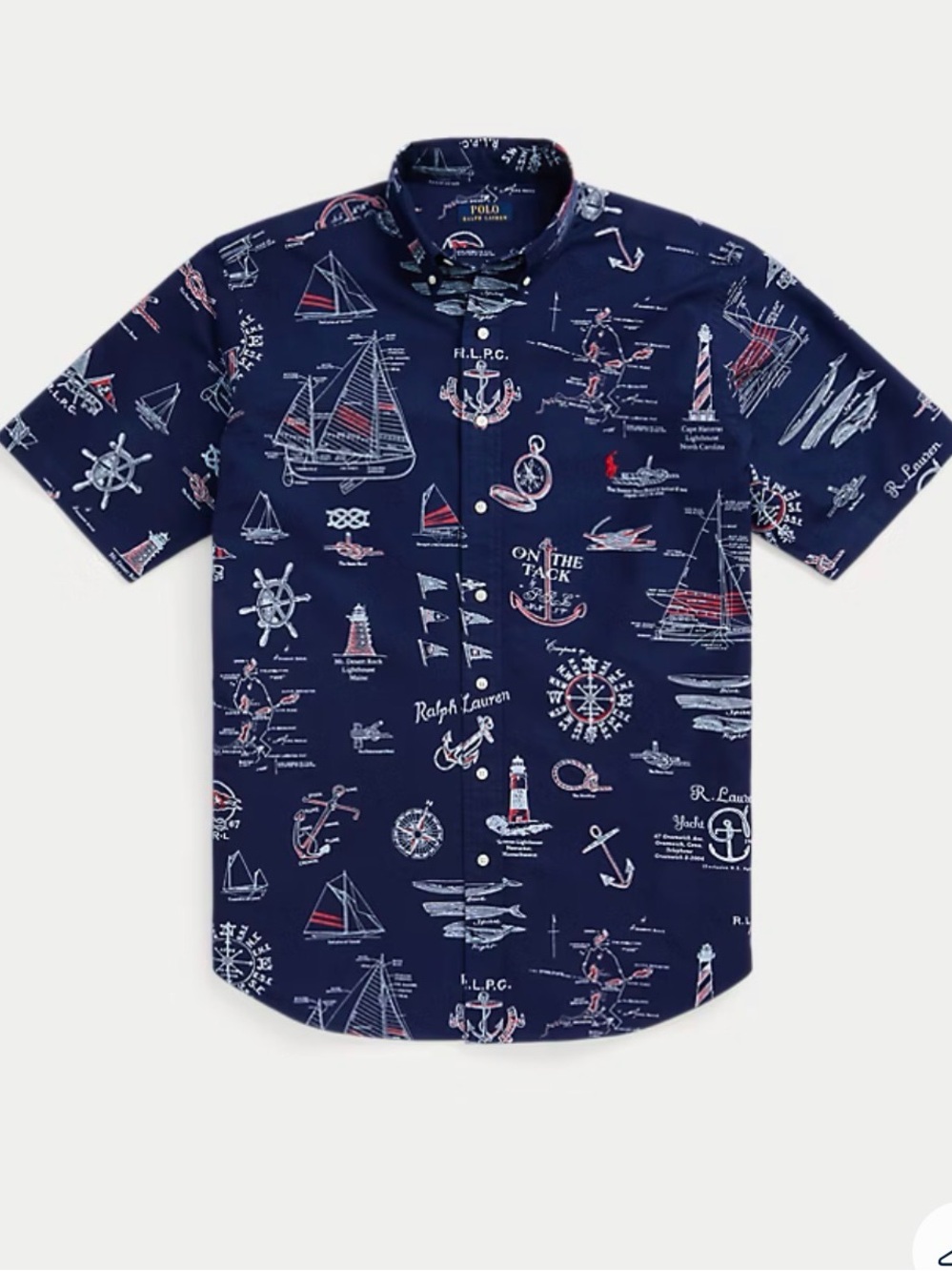 Polo Ralph Lauren Navy Nautical Oxford Shirt Short Sleeve Large